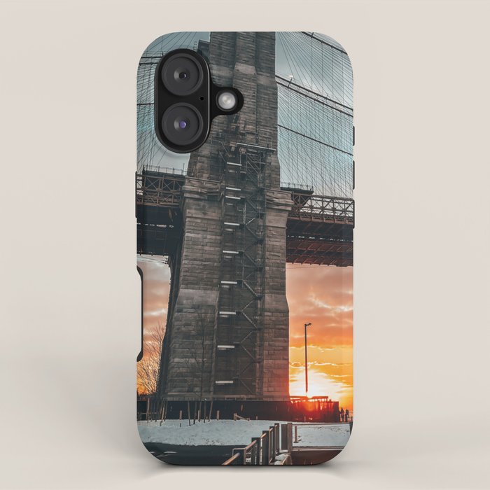 New York City Brooklyn Bridge during winter iPhone Case Gallery Image 1
