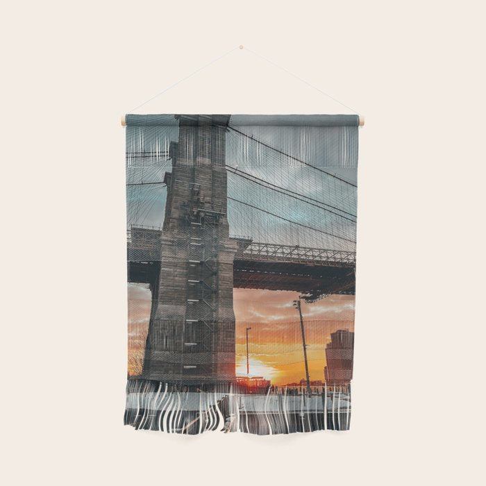 New York City Brooklyn Bridge during winter Wall Hanging Gallery Image 1