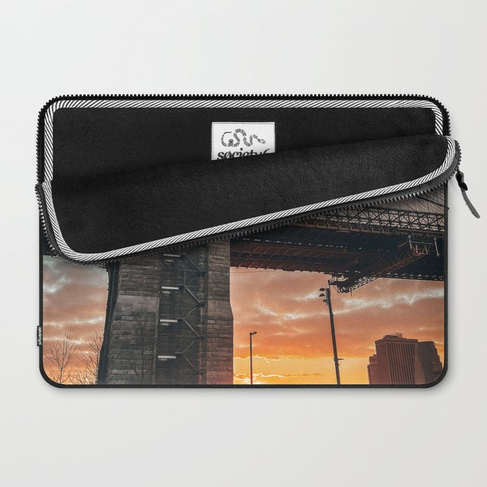 New York City Brooklyn Bridge during winter Laptop Sleeve Gallery Image 2