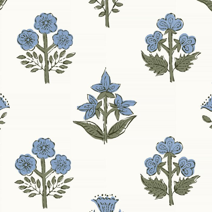 Block print charming nostalgia blue white Mughal flowers natural cottagecore, coastal Hamptons style Coffee Mug Gallery Image 2