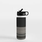 Organic Stripes - Minimalist Textured Line Pattern in Almond Cream and Black Water Bottle Gallery Image 1