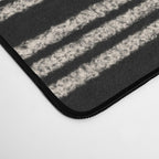 Organic Stripes - Minimalist Textured Line Pattern in Almond Cream and Black Desk Mat Gallery Image 4