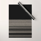 Organic Stripes - Minimalist Textured Line Pattern in Almond Cream and Black Wrapping Paper Gallery Image 1
