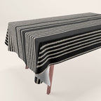 Organic Stripes - Minimalist Textured Line Pattern in Almond Cream and Black Tablecloth Gallery Image 1