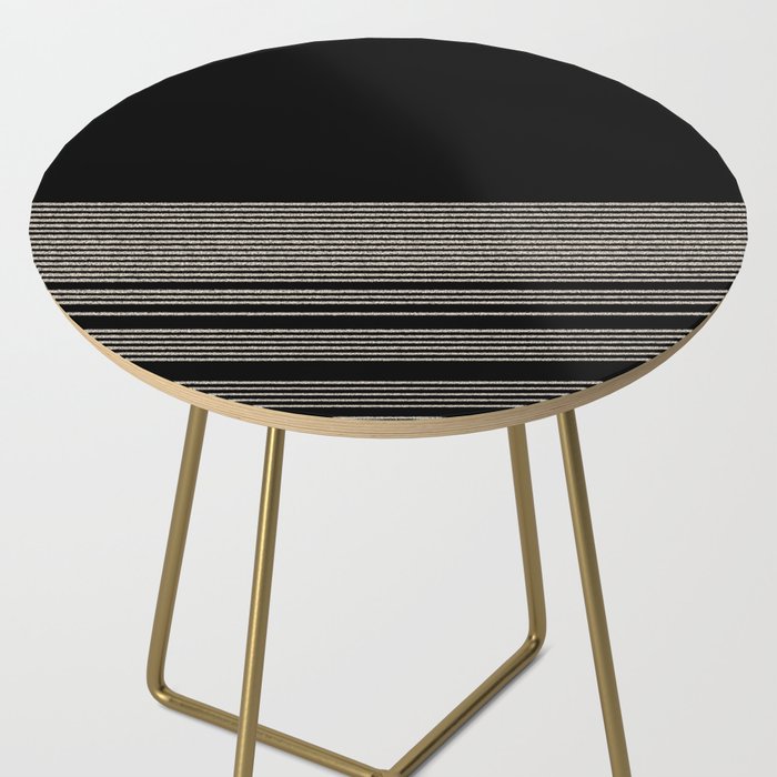 Organic Stripes - Minimalist Textured Line Pattern in Almond Cream and Black Side Table Gallery Image 2