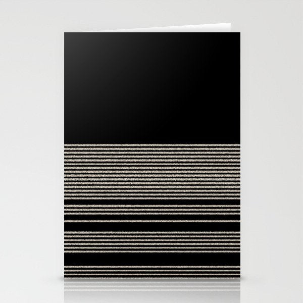 Organic Stripes - Minimalist Textured Line Pattern in Almond Cream and Black Stationery Card Gallery Image 1