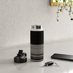 Organic Stripes - Minimalist Textured Line Pattern in Almond Cream and Black Water Bottle Gallery Image 4