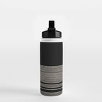 Organic Stripes - Minimalist Textured Line Pattern in Almond Cream and Black Water Bottle Gallery Image 2