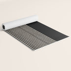 Organic Stripes - Minimalist Textured Line Pattern in Almond Cream and Black Yoga Mat Gallery Image 2