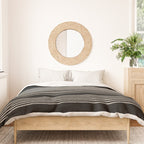 Organic Stripes - Minimalist Textured Line Pattern in Almond Cream and Black Duvet Cover Gallery Image 3
