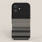 Organic Stripes - Minimalist Textured Line Pattern in Almond Cream and Black iPhone Case Gallery Image 1