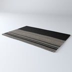 Organic Stripes - Minimalist Textured Line Pattern in Almond Cream and Black Rug Gallery Image 3