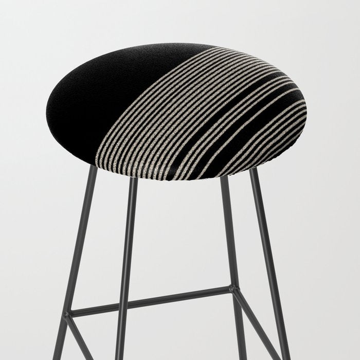 Organic Stripes - Minimalist Textured Line Pattern in Almond Cream and Black Stool Gallery Image 2