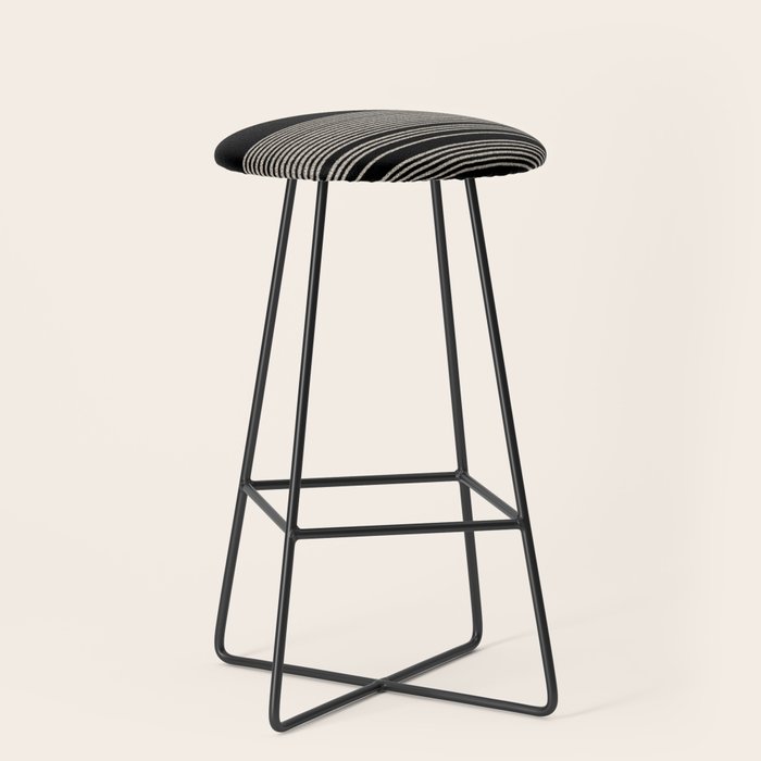 Organic Stripes - Minimalist Textured Line Pattern in Almond Cream and Black Stool Gallery Image 1