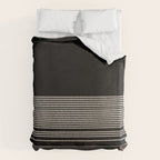 Organic Stripes - Minimalist Textured Line Pattern in Almond Cream and Black Duvet Cover Gallery Image 6