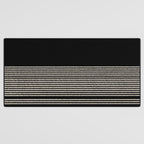 Organic Stripes - Minimalist Textured Line Pattern in Almond Cream and Black Desk Mat Gallery Image 3