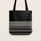 Organic Stripes - Minimalist Textured Line Pattern in Almond Cream and Black Tote Bag Gallery Image 1