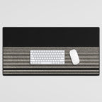 Organic Stripes - Minimalist Textured Line Pattern in Almond Cream and Black Desk Mat Gallery Image 1