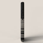 Organic Stripes - Minimalist Textured Line Pattern in Almond Cream and Black iPhone Case Gallery Image 2