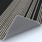 Organic Stripes - Minimalist Textured Line Pattern in Almond Cream and Black Rug Gallery Image 4