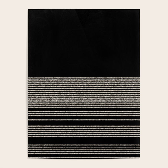 Organic Stripes - Minimalist Textured Line Pattern in Almond Cream and Black Poster Gallery Image 4