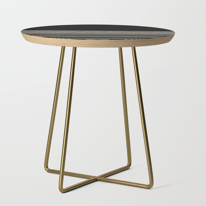 Organic Stripes - Minimalist Textured Line Pattern in Almond Cream and Black Side Table Gallery Image 1