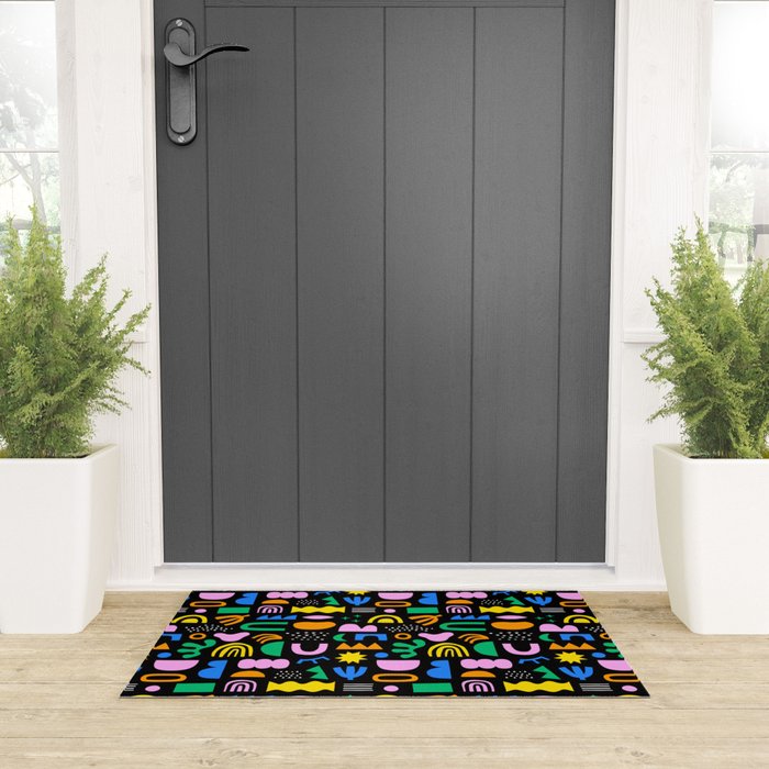 Fun colorful abstract summer shape pattern Welcome Mat Gallery Image 3