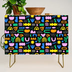 Fun colorful abstract summer shape pattern Credenza Gallery Image 1