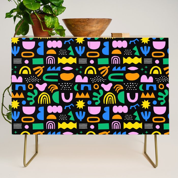 Fun colorful abstract summer shape pattern Credenza Gallery Image 1