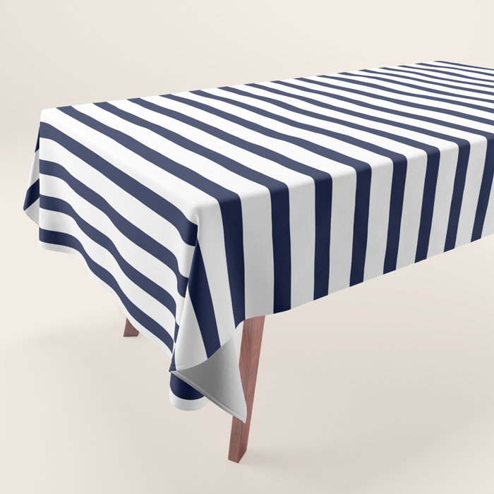 Navy Blue Candy Breton Nautical Stripe Lines Minimalist Stripes Line Drawing Tablecloth Gallery Image 1