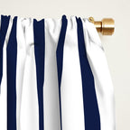 Navy Blue Candy Breton Nautical Stripe Lines Minimalist Stripes Line Drawing Window Curtain Gallery Image 2