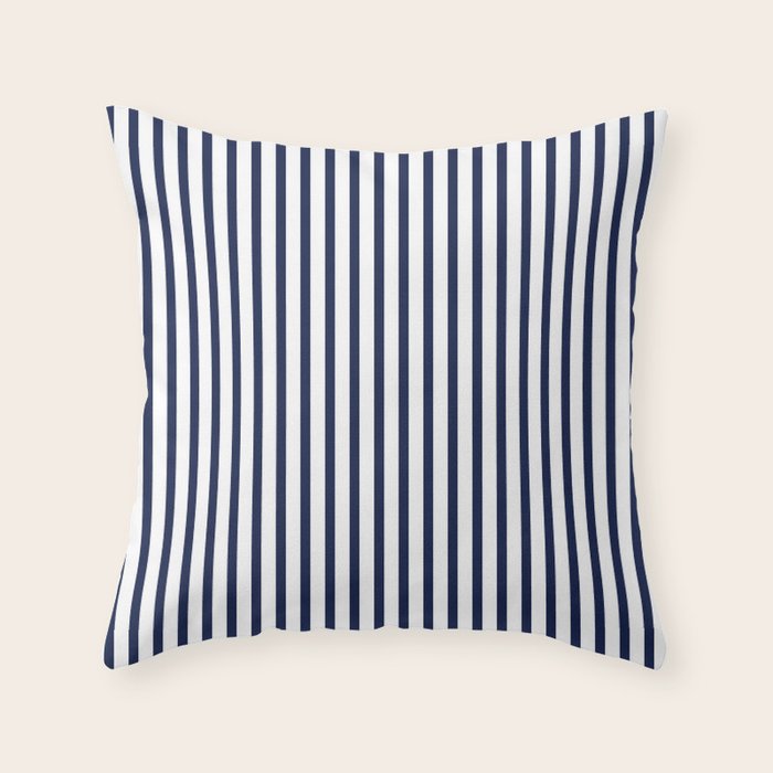 Navy Blue Candy Breton Nautical Stripe Lines Minimalist Stripes Line Drawing Throw Pillow Gallery Image 1