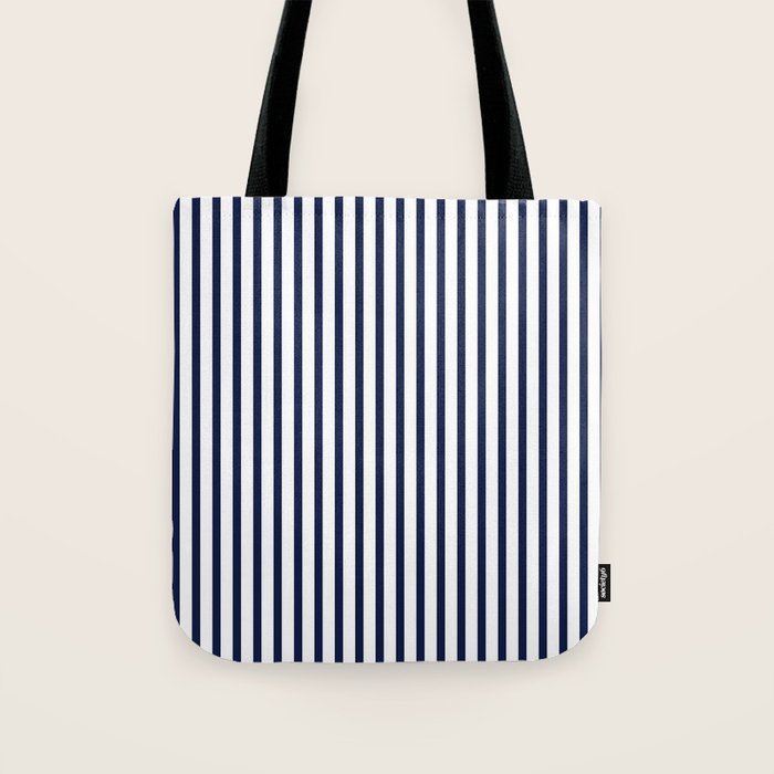 Navy Blue Candy Breton Nautical Stripe Lines Minimalist Stripes Line Drawing Tote Bag Gallery Image 1