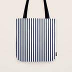 Navy Blue Candy Breton Nautical Stripe Lines Minimalist Stripes Line Drawing Tote Bag Gallery Image 1