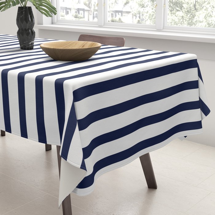 Navy Blue Candy Breton Nautical Stripe Lines Minimalist Stripes Line Drawing Tablecloth Gallery Image 3