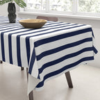 Navy Blue Candy Breton Nautical Stripe Lines Minimalist Stripes Line Drawing Tablecloth Gallery Image 3