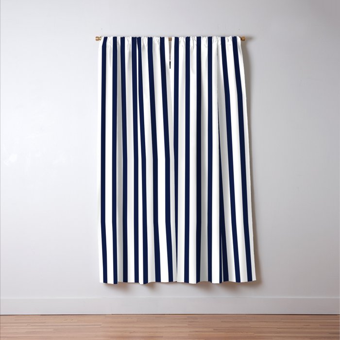 Navy Blue Candy Breton Nautical Stripe Lines Minimalist Stripes Line Drawing Window Curtain Gallery Image 3