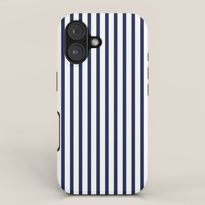 Navy Blue Candy Breton Nautical Stripe Lines Minimalist Stripes Line Drawing iPhone Case Gallery Image 1