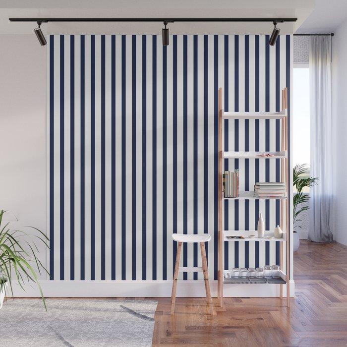 Navy Blue Candy Breton Nautical Stripe Lines Minimalist Stripes Line Drawing Wall Mural Gallery Image 1
