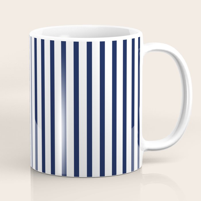 Navy Blue Candy Breton Nautical Stripe Lines Minimalist Stripes Line Drawing Coffee Mug Gallery Image 1