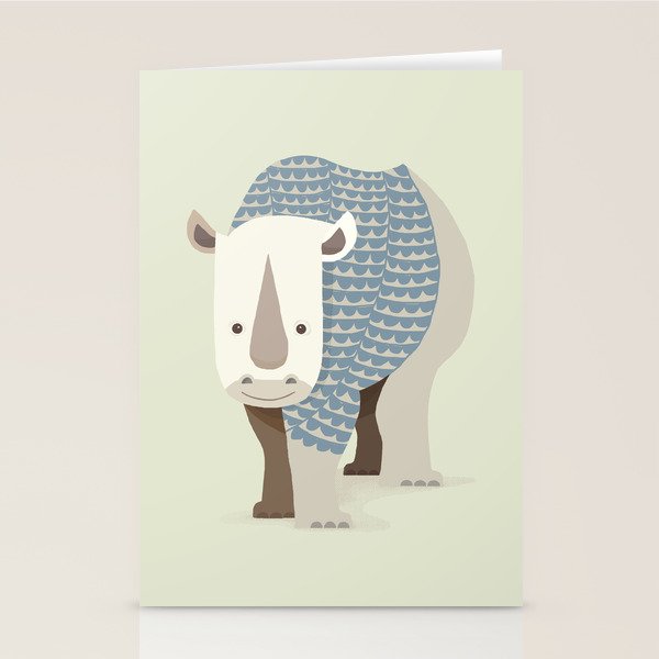 Whimsical Rhinoceros Stationery Card Gallery Image 2