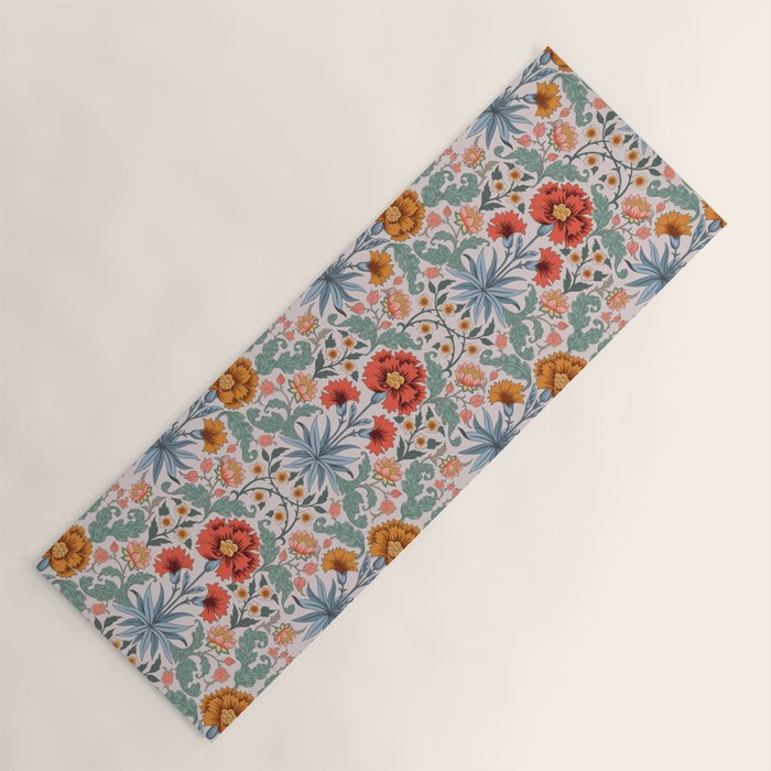  Victorian Botanicals - Carnation in Red and Blue Yoga Mat Gallery Image 1