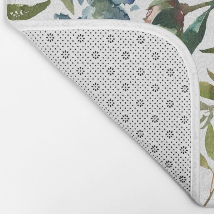 Burgundy Navy Floral Watercolor Pattern A OS Bath Mat Gallery Image 2