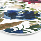 Burgundy Navy Floral Watercolor Pattern A OS Bath Mat Gallery Image 3