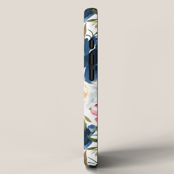 Burgundy Navy Floral Watercolor Pattern A OS iPhone Case Gallery Image 2