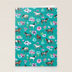 Horses and Flowers, Turquoise, Horse Decor, Horse Art, Western Decor Stationery Card Gallery Image 2