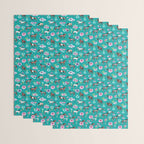 Horses and Flowers, Turquoise, Horse Decor, Horse Art, Western Decor Wrapping Paper Gallery Image 3