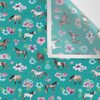 Horses and Flowers, Turquoise, Horse Decor, Horse Art, Western Decor Wall Tapestry Gallery Image 3