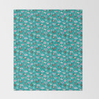 Horses and Flowers, Turquoise, Horse Decor, Horse Art, Western Decor Throw Blanket Gallery Image 2