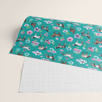 Horses and Flowers, Turquoise, Horse Decor, Horse Art, Western Decor Wrapping Paper Gallery Image 2